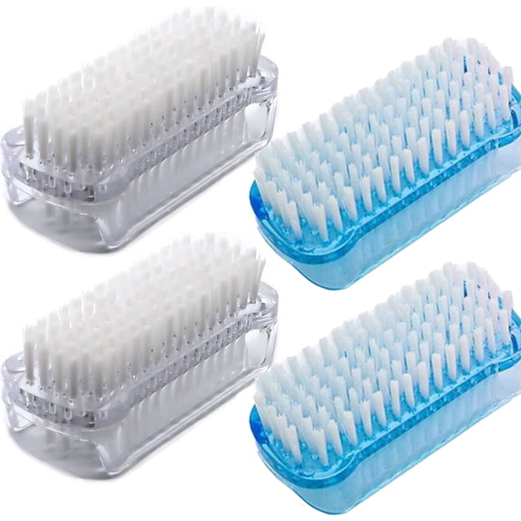 Genreen 4 Pack Dual-Sided Nail Brush Cleaner,Soft & Firm Bristles for Fingernails, Toenails, Travel & Pet Care,Nail Scrubber for Hands and Feet