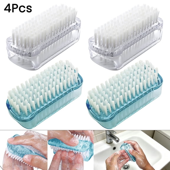 Genreen 4 Pack Dual-Sided Nail Brush Cleaner,Soft & Firm Bristles for Fingernails, Toenails, Travel & Pet Care,Nail Scrubber for Hands and Feet