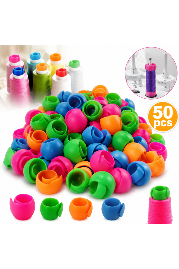 50pcs Thread Spool Savers/Spool Huggers - Prevent Tails from Unwinding - No Loose Ends for Sewing and Embroidery Machine Thread Spools