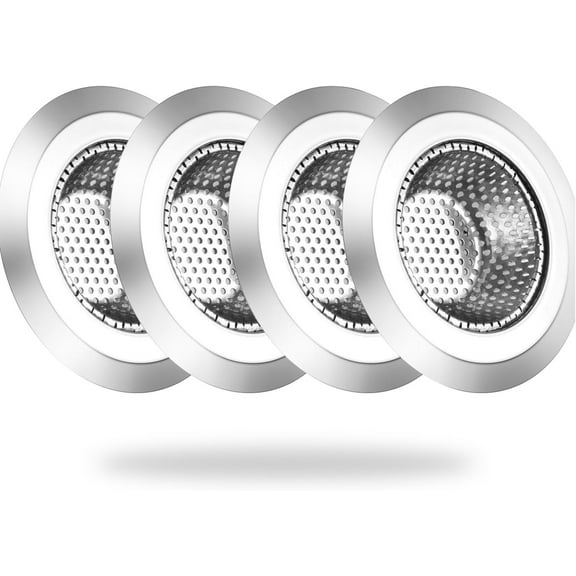 Genreen 6 Pack Sink Drain Strainer, Stainless Steel Kitchen Sink Strainer Drain Plug Filter Strainer with Large Wide Rim 4.5" for Kitchen (4.5 inch 6 Pack)