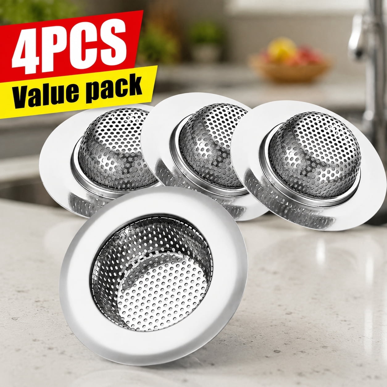 Ustris 4 Pack Sink Drain Strainer, Stainless Steel Kitchen Sink ...
