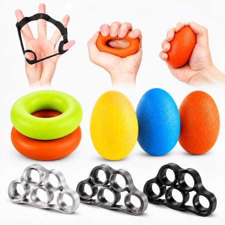 Deally 8-Pack Grip Strength Trainer Kit, Hand & Forearm Strengthener, Finger Stretcher & Stress Balls for Rock Climbing, Guitar, and Hand Conditioning