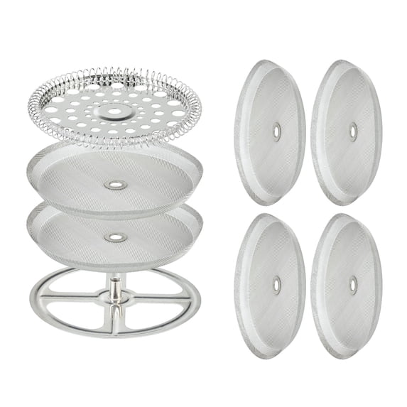 Genreen 8-Piece French Press Replacement Parts Set – Includes 6 Stainless Steel Mesh Filters, Spiral Disk & Cross Plate – Universal Repair Kit for 34oz (3.75") Coffee Makers
