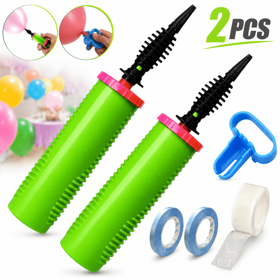 Genreen Balloon Pump Hand Two-Way Dual Action inflate 2Pack and Balloon Tying Tool in One, Handheld Air Pump Portable Manual Balloons Inflators for Party with Extra Accessories