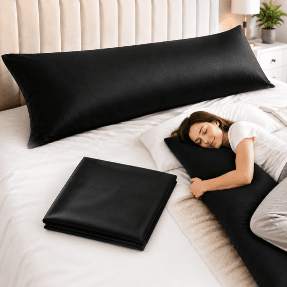 Genreen Body Pillow Cover, Ultra Soft Microfiber Pillowcases, Breathable Long Pillow Case, Envelope Closure - Black (20x54 inch)