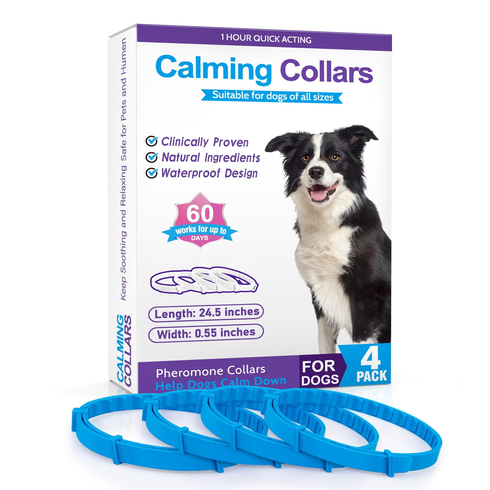 Genreen Calming Collar for Dogs,4 Pack Pheromone Collar for Dogs ...