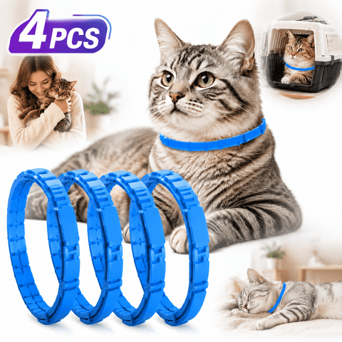 Genreen Calming Collar for Cats 4 Pack - Adjustable Pheromone Collar Helps Calm Cats for 60 Days, Anxiety Relief (Blue)