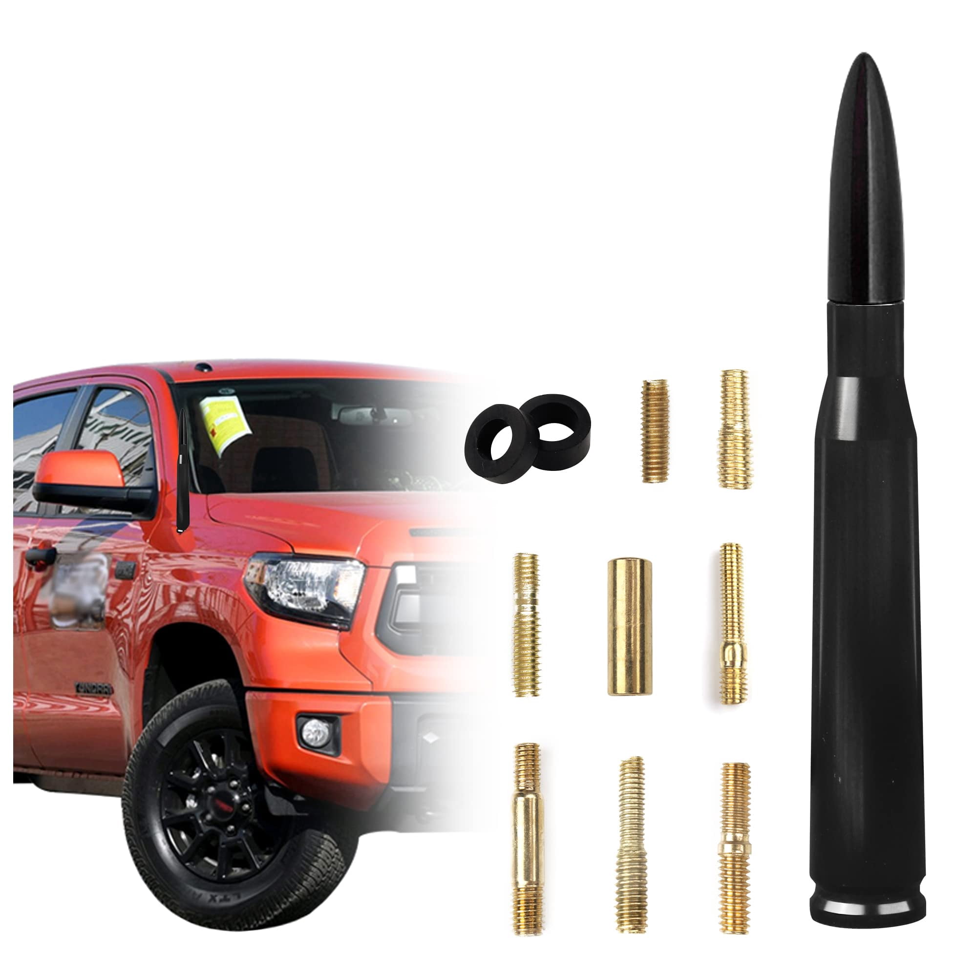 Genreen Car Antenna,Truck Exterior Decoration Accessories Car Vehicle Replacement Antenna Conpatible with Ford F150 F250 F350RAM 1500 2500 3500 Heavy Duty Pickup Trucks Accessories (Black)