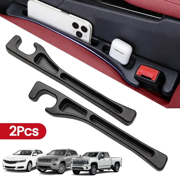 Genreen Car Seat Gap Filler, 2-Pack No-Drop Seat Side Gap Seam Filler Organizer with Phone Holder, Universal Fit Fill The Gap Between Seat & Console, Perfect for Car, SUV, Truck