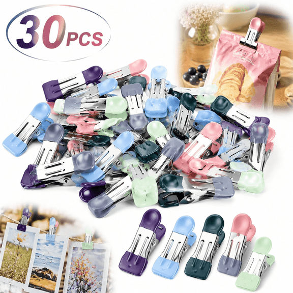 Ustris Clothes Pins, 30 Pack Chip Clips, 2.17-inch Clothespins, Bag Clips, Mini Clothes Pins for Photo, Chip Clips Bag Clips Food Clips, Heavy Duty, Bag Clips for Food, Mini Clothespins