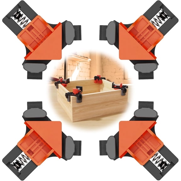 Genreen Corner Clamp for Woodworking, 90 Degree Right Angle Clamp, Wood Clamps, 4Pcs Adjustable Spring Loaded Woodworking Clamp, Gifts for Dad, Birthday Gifts for Men, Photo Framing, Orange