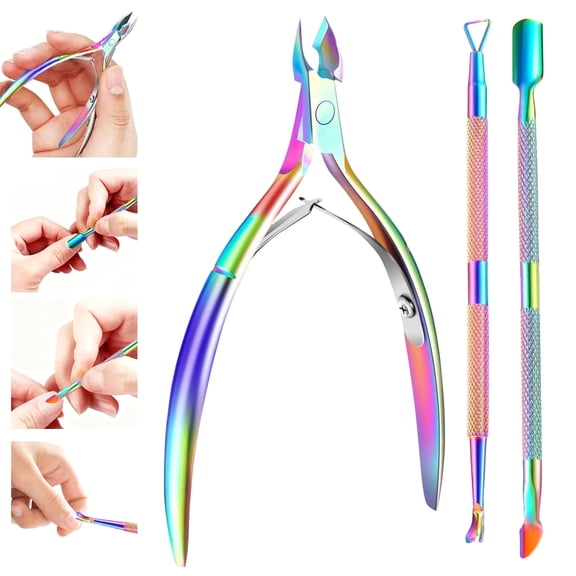 Ustris Cuticle Care Set Professional Stainless Steel Trimmer, Pusher & Nipper for Dead Skin Removal Manicure Pedicure Tools for Fingernails & Toenails Durable Nail Clipper & Scissor Kit.