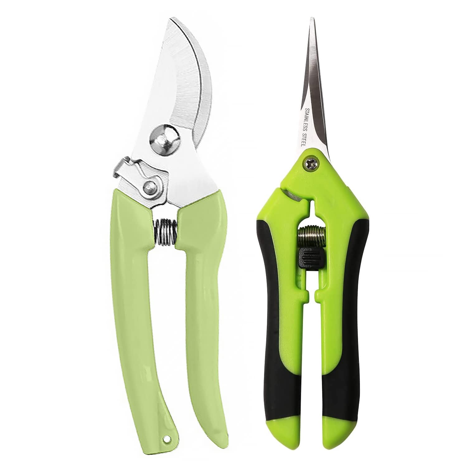 Genreen Gardening Scissor 2PCS Sharp Stainless Steel Blade Garden Shears Cutting Flowers Trimming Plants Yard Florist Flower Rose Herb Hedge Bonsai Fruits Picking