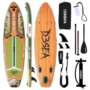 Genreen Sport Inflatable Stand Up Paddle Board All Around, 11' x 35" x 6", 400 lb Capacity, With Premium SUP Accessories