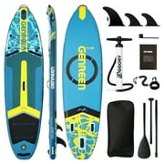 Genreen Inflatable Fishing Paddle Board 11" Stand up Paddle Board with Full SUP Premium Accessories