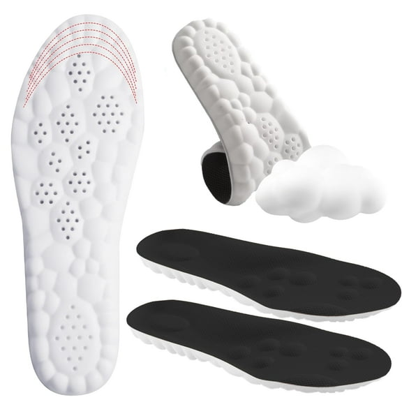 Genreen Memory Foam Insole 4D Ultra Comfort Soft Step Insole Sole Insert with Arch Support Relieves Foot Pain and Fatigue for Men and Women Black, Men: US 7-11