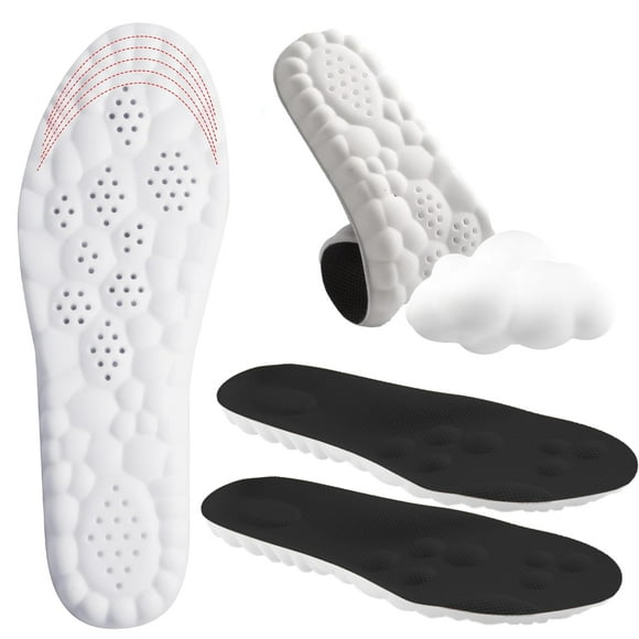 Genreen Memory Foam Insole 4D Ultra Comfort Soft Step Insole Sole Insert with Arch Support Relieves Foot Pain and Fatigue for Men and Women Black, Men: US 7-11