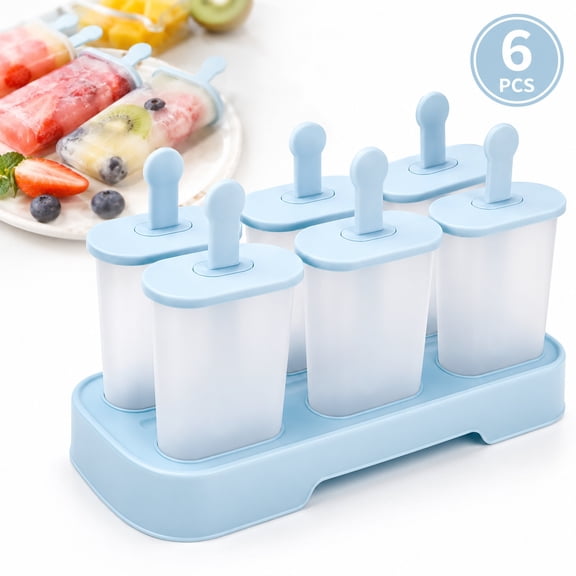 Genreen Popsicle Molds Set 6 Pieces Ice Popsicle Maker-BPA Free,Easy-Release Ice Pop Molds,Homemade Ice Cream Molds (Blue)