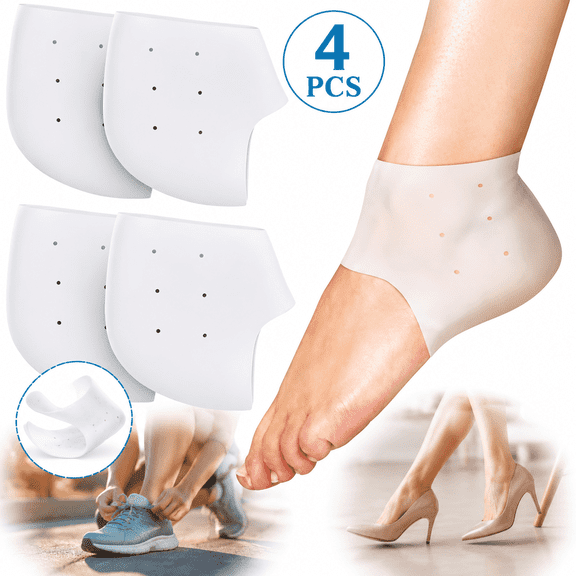 Ustris Premium Silicone Heel Protectors for Shoes, Gel Heel Cups & Cushion Inserts for Women & Men, Cushioned Sole Cups for Plantar Fasciitis for Cracked Footbed Relief & Blister Prevention (4Pcs)