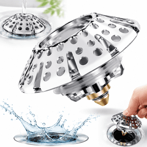 Genreen Universal Tub Stopper Bathtub Drain Plug, Pop Up Tub Drain Hair Catcher, Drain Cover with Strainer, for 1-3/8 to 2in Bath Drain Hole