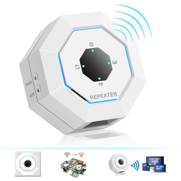 Genreen WiFi Extender Signal Booster for Home Supports internet plans up to 500 Mbps Coverage up to 4,500 sq. ft Wireless Internet Repeater Range for House Office Basement Room