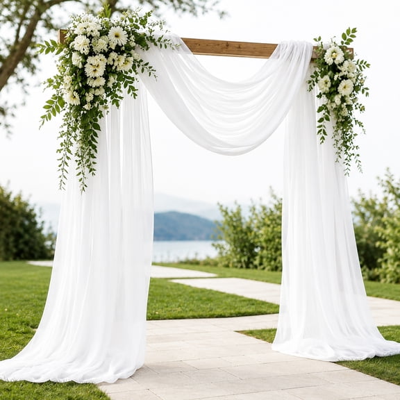 Deally pack of 1 panels(28.7" x 20FT)Wedding Arch Draping Fabric,Draping Fabric,Ivory Drapes Sheer Fabric Backdrop Arch Draping Fabrics for Wedding Ceremony