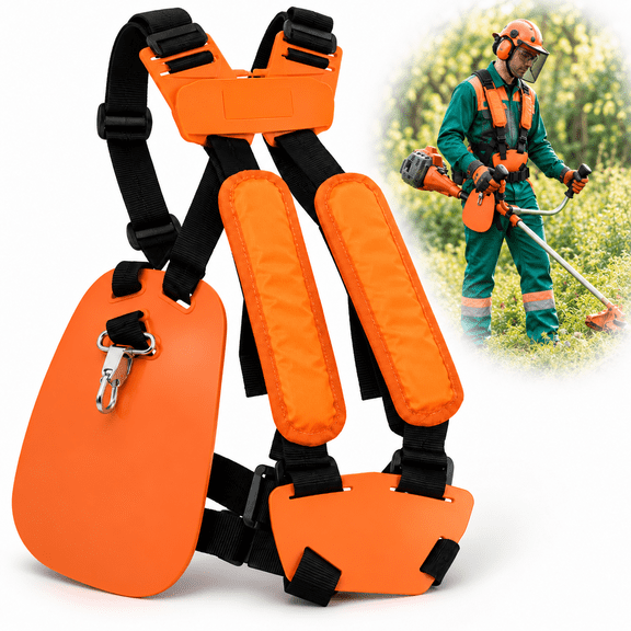 Ustris Weed Eater Strap Harness, Adjustable Dual Shoulder Harness for Trimmer, Brush Cutter and String Trimmer, Padded Shoulder Straps with Quick Release Hook, Orange