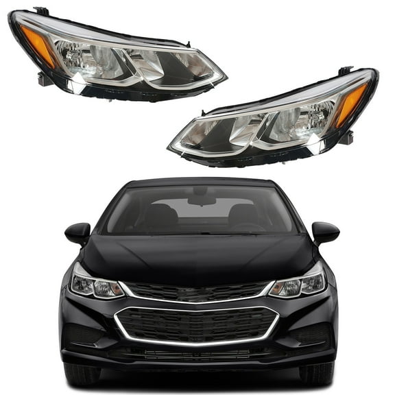 Genrics 1 Pair Headlights Assembly without LED D.R.L Replacement for 2016 2017 2018 2019 Chevy Cruze Model Left and Right Driver Side
