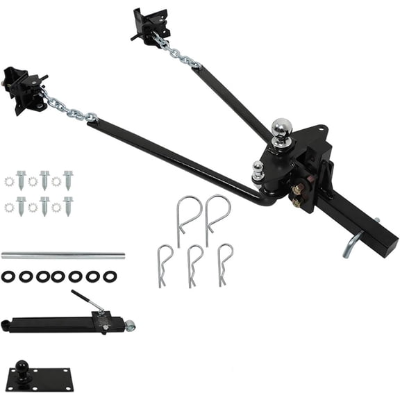 Genrics 1200lb RV Weight Distribution Hitch Interchangeable Spring Bars with 2-5/16 Inch Ball Sway Control
