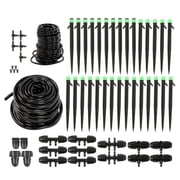 Genrics 130ft Drip Irrigation System for Gardens Up to 130ft with Drip Emitters 5/16 and 1/4 Irrigation Tubing and Barbed Fittings Adjustable Connect Irrigation System