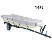 Genrics 14Ft Boat Cover Waterproof Heavy Duty Trailerable Replacement for Jon Boat Grey