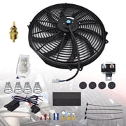 Genrics 16" Electric Radiator Fan HIGH 3000+CFM Thermostat Wiring Switch Relay KIT Black