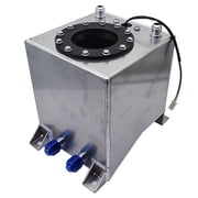 Genrics 2.5 Gallon Fuel Cell Tank Polished Aluminum Racing Drift w/ Level Sender Sliver