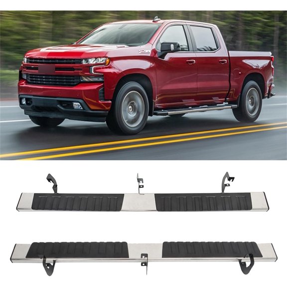Genrics 2-Pack 6 Inches Running Boards Bars Side Steps Replacement for 2019-2023 Silverado/Sierra Crew Cab