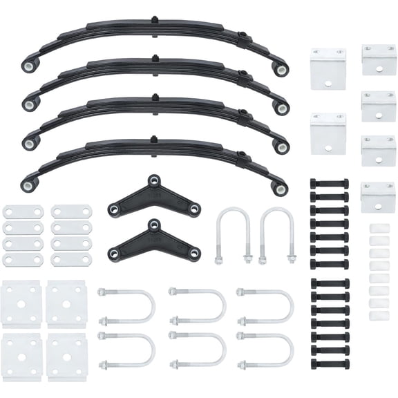 Genrics 2 Sets 4 Leaves 1750lbs Trailer Spring 3500lbs Tandem Spring Kit Incluede Equalizers U-Bolt and Hangers