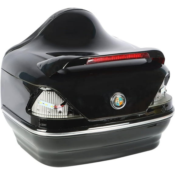 Genrics 28L Black Large Heavy Duty Motorcycle Trunk Luggage Tour Pack Box Case Tail Light