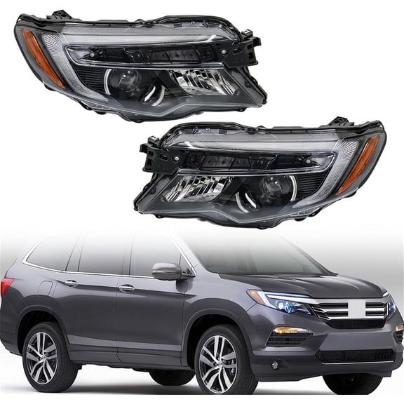 Genrics 2PCS Driver and Passenger Side Headlights Assembly Replacement for Honda Pilot 2016-2022 / Honda Ridgeline 2017-2020 / Honda Passport 2019-2021 Headlamps 33100-TG7-A21 33150-TG7-A21