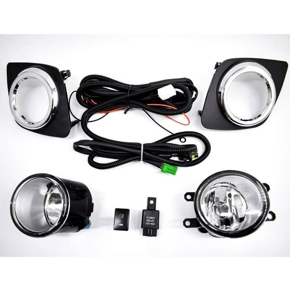 Genrics 2Pcs Fog Lights Assembly Replacement for 2009-2011 Toyota RAV4 with Bulbs + Bezels + Harness Switch Kit Left+Right Side (Passenger & Driver Side)