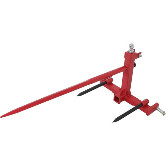 Genrics 3 Point Trailer Hitch with 2 Inch Receiver,49” Hay Spear and 2 Stabilizer Spears,3000 lbs Capacity,with Trailer Ball Gooseneck Drawbar Replacement for Category 1 Tractors