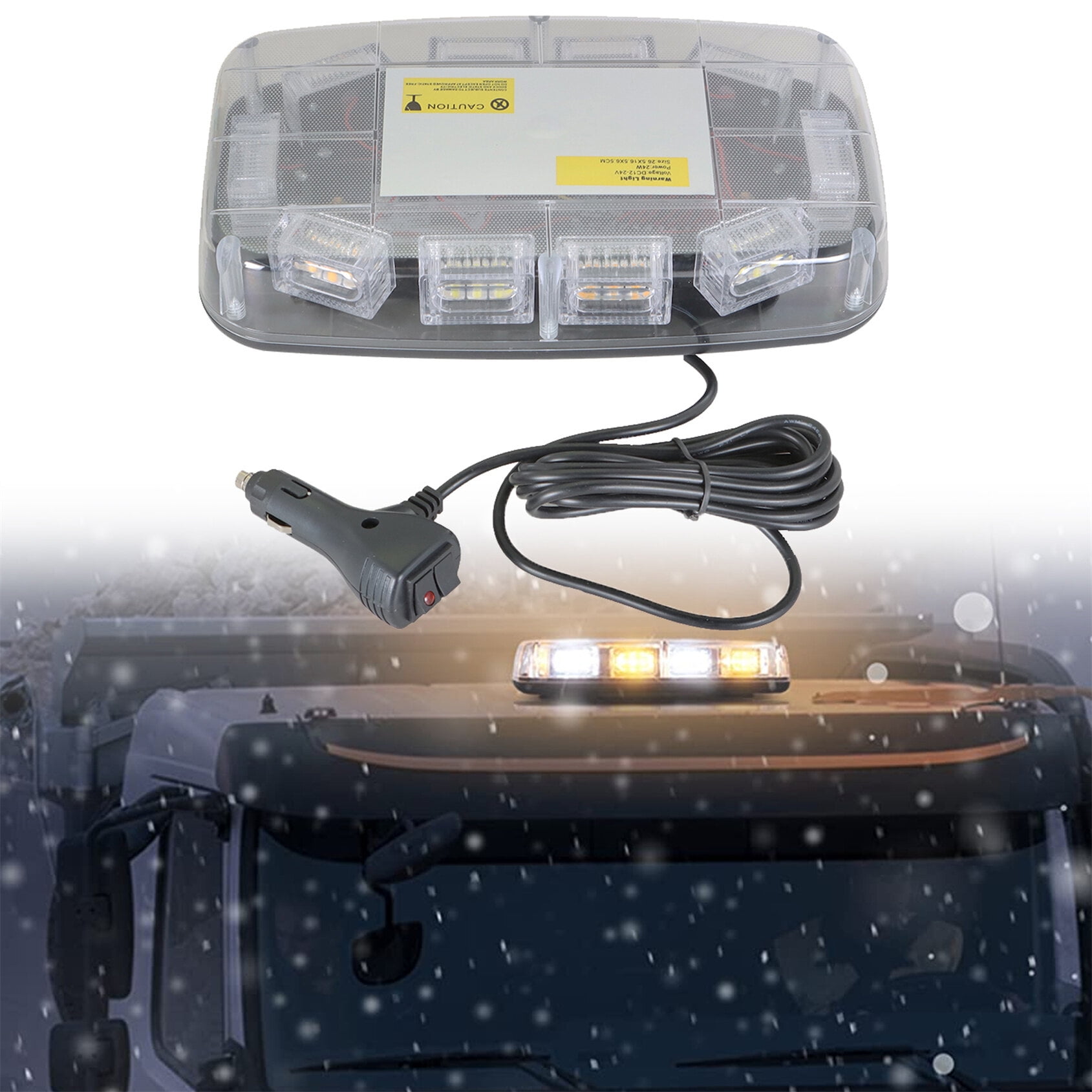 Genrics 30 Amber & White Roof Top Mini Strobe Beacon Light Emergency