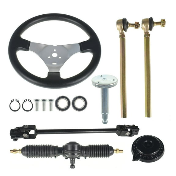 Genrics 300mm Steering Wheel Steel Kit 320mm Gear Rack Pinion Adjustable Shaft Set Replacement for 110CC Go Kart