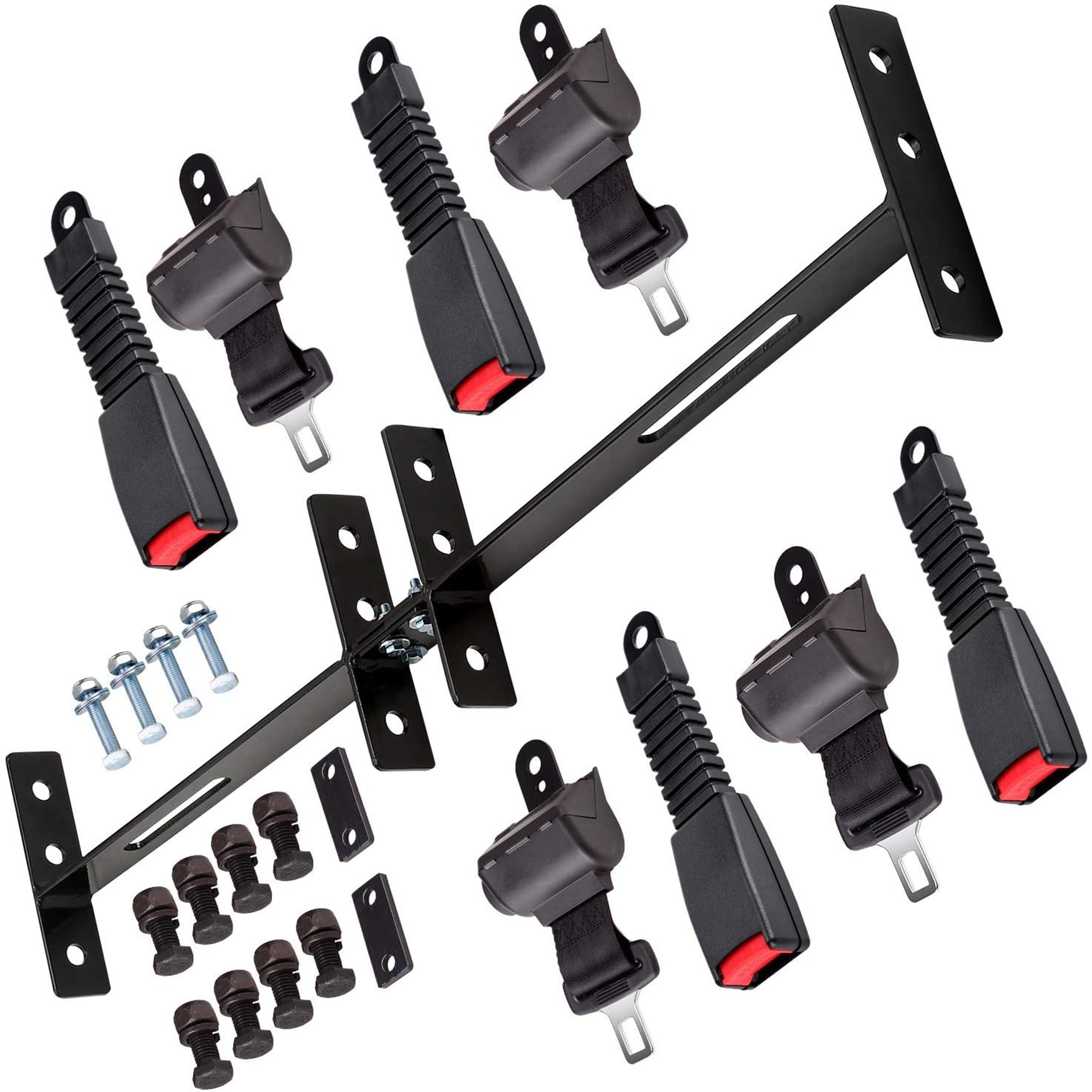 Genrics 4 Retractable Golf Cart Seat Belts & Bracket Kit for EZGO Yamaha Club Car