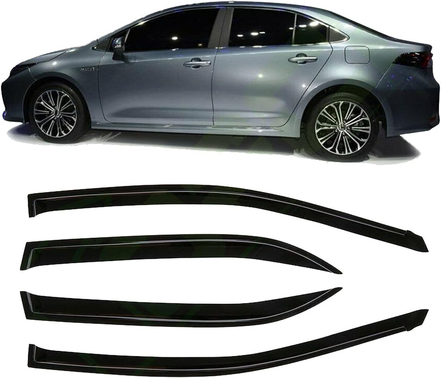 Genrics 4PC Smoke Window Vent Visor Rain Guard Deflector Replacement for Toyota Corolla 2009 2010 2011 2012 2013