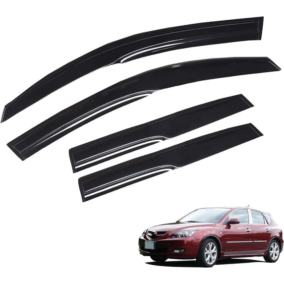 Genrics 4PCS Side Window Visors Deflector Rain Guards Replacement for 2004-2009 M3 GS GT GX Mazdaspeed S SP23 Hatchback 4-Door