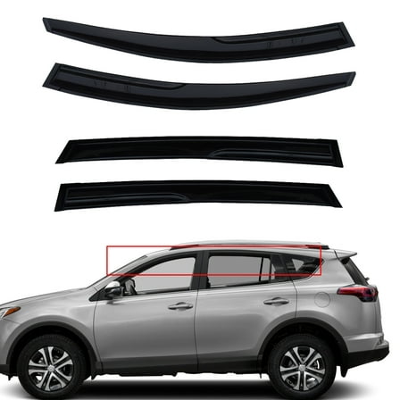 Genrics 4Pcs Acrylic Window Visors Fit for Toyota RAV4 2013 2014 2015 2016 2017 2018 Rain Guard Wind Shade Deflector