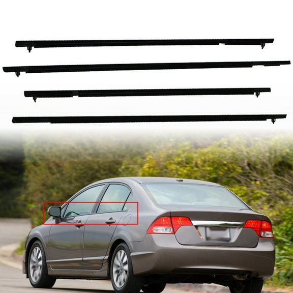 Genrics 4pcs Windows Weatherstrip Seal Trim Moulding Outside Replacement for Honda Civic 2006 2007 2008 2009 2010 2011