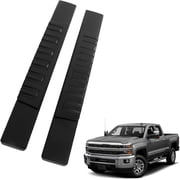 Genrics 6 Inches Black Running Boards Bars Side Steps Aluminum Alloy and Plastic Replacement for 2007-2018 Silverado Sierra 1500 2500HD 3500HD Regular Cab
