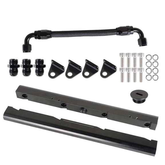 Genrics -8AN Black Aluminum Fuel Rails Kit Replacement for LS1 LS6