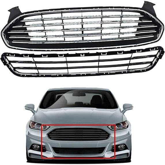 Genrics Automotive Front Bumper Grille Replacement for 2013 2014 2015 2016 Fusion