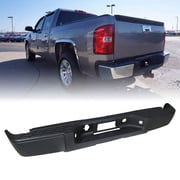 Genrics Black Steel Rear Step Bumper Without Parking Assist Sensor Holes Replacement for 2007-2013 Silverado 1500 Sierra 1500 GM1103159